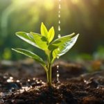 205791746-a-young-plant-growing-up-with-rainwater-in-sunlight-image-generated-with-generative-ai